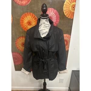 H&M Belted Trench Coat W/Pink Lining & Cuffs Dark Academia Chic Streetwear Sz 14